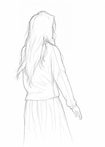 Step 4: Draw the hair and folds