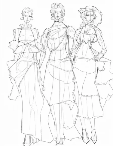 Step 4: Draw faces, hair and trims